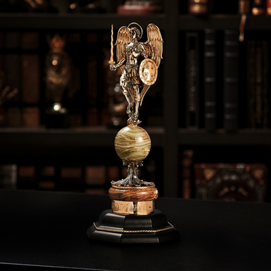 Figurine "Archangel Michael" made of brass «Pandora», marble, with gilding and silver