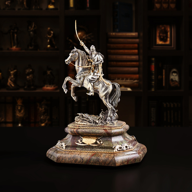 Figurine "Kozak on a horse" made of brass «Pandora», marble, with gilding and silver