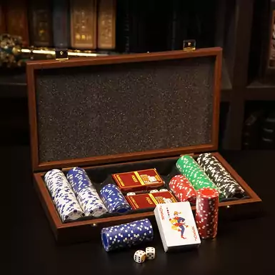 Set for poker "Manopoulos" in a wooden case, покерний набір покерный набор