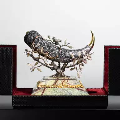 Gift figurine "Cornucopia" made of brass «Pandora», marble, with gilding and silver