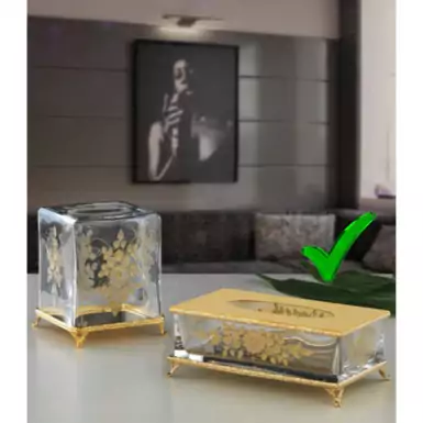 Crystal Gilded Tissue Box by Cre Art