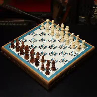 Navy blue set of board games 4 in 1 (chess, backgammon, ludo, snakes and ladders)