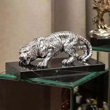 Silver statuette "Crouching Tiger"