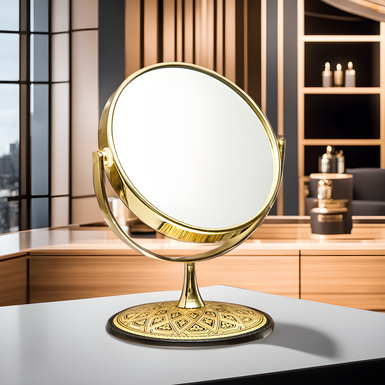 Table mirror "Beauty" (12.5 cm) by Anframa (hand gilding)