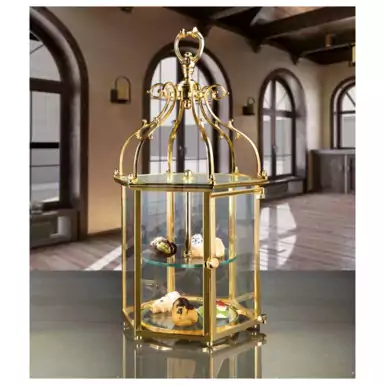 Lantern-shaped two-level étagère by Cre Art