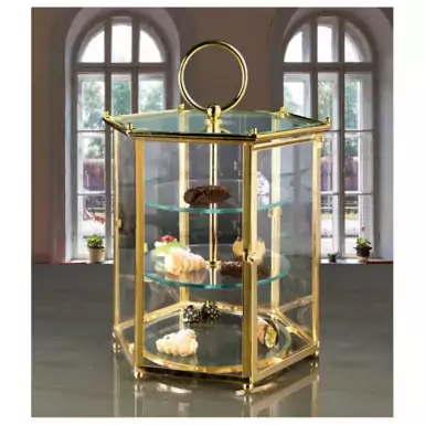 Three-tier gilded lantern-shaped étagère by Cre Art