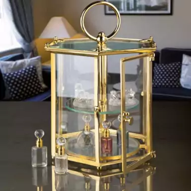 Two-tier gilded lantern-shaped étagère by Cre Art