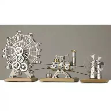Stirling engine with Ferris wheel and windmill from Böhm