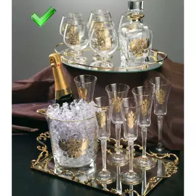 Set for cognac of 6 glasses and a tray by Cre Art