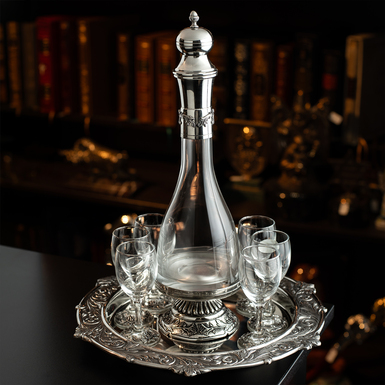 Decanter, 6 glasses and tray "Delight" by Freitas and Dores водочный для водки