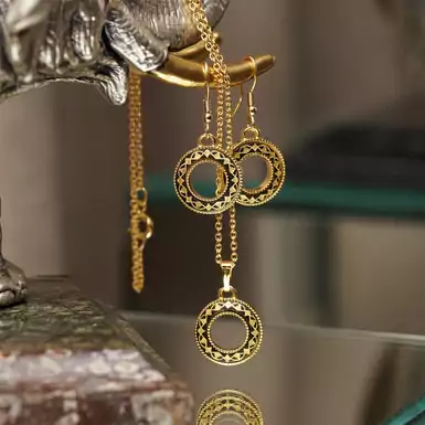 Set (earrings and pendant) "Debora" by Anframa (hand gilding)