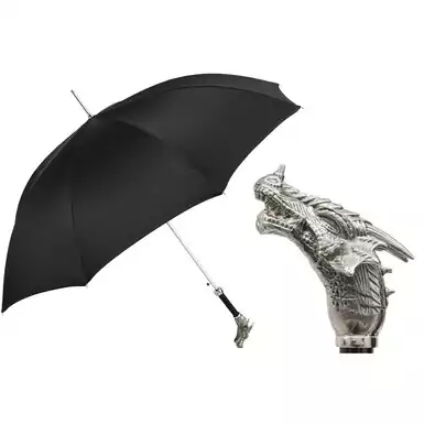 Men's umbrella "Smaug" by Pasotti with a brass handle in the form of a dragon