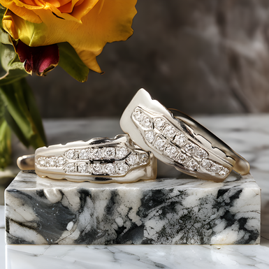 Earrings in white gold with diamonds "Fashion"