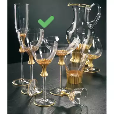 Set of 6 Gold-plated glasses with a high stem "Pure" by Cre Art