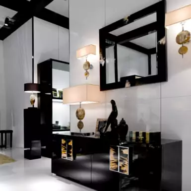 Natural horn wall mirror "Quadrato" by Arca Horn