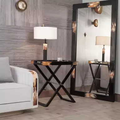 Natural horn wall mirror "Galilei" by Arca Horn