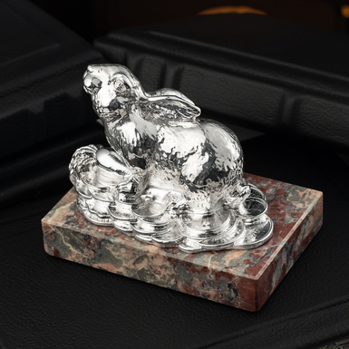 Handmade figurine "Money rabbit" (silver)