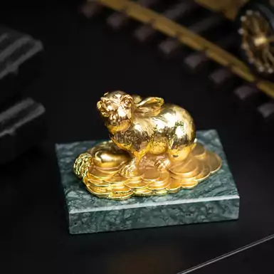 Handmade figurine "Money rabbit" (gold)