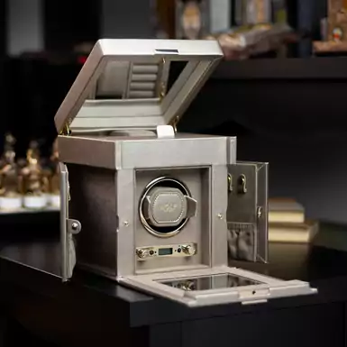 Jewelry box and winder for 1 watch "Palermo red" by Wolf