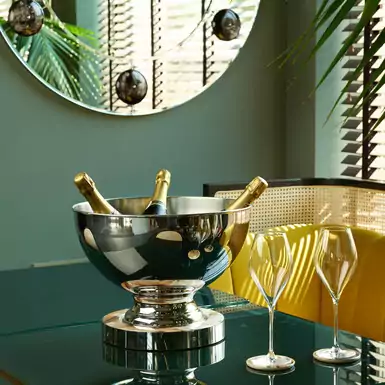 Champagne bowl in stainless steel and natural "Baikal" horn by Arca Horn