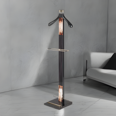 Floor hanger made of natural horn and brass "Levanzo - ebony" by Arca Horn