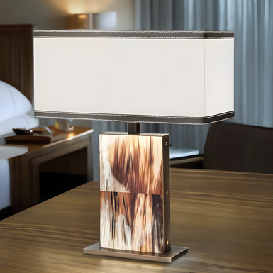 Table lamp "Florian-ivory" in natural horn by Arca Horn