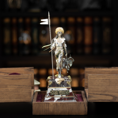 Statuette «Courageous Ukraine» made of brass «Pandora», marble, with gilding and silvering