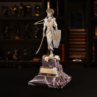 Statuette «Ukraine-Defender» made of brass «Pandora», marble, with gilding and silver