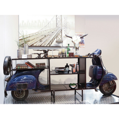 Wooden bar (pedestal) with a scooter from Casablanca