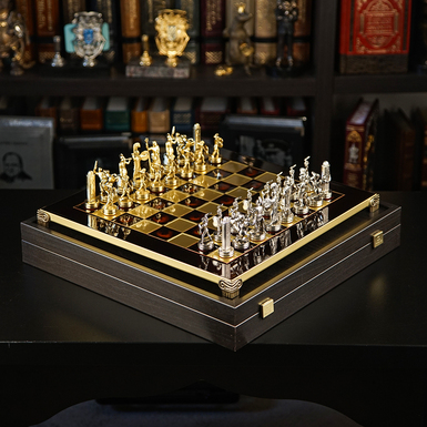 Ancient Greek mythology chess set with gold/silver pieces and bronze chessboard (36 x 36 см) by Manopoulos