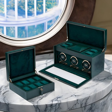 Set of 8 watch case "British racing" and 3 watch case "Noble emerald" by Wolf
