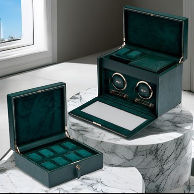 Set of 8 "British racing" watch case and 2 "British racing double" watch winder by Wolf
