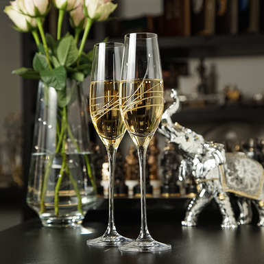 Crystal wedding champagne glasses set (2 pieces) "Crystal" from Royal Buckingham, UK