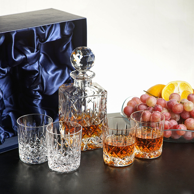 Whiskey set - decanter and 4 crystal glasses "Aviemore" by Royal Buckingham, Great Britain