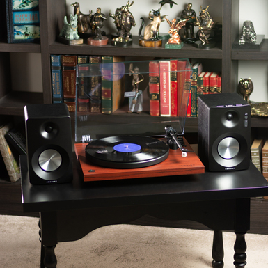 Elegant mahogany swivel table "Musical Delight"