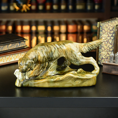 Ceramic figurine "Four-legged hunter", Vasilkovsky majolica factory