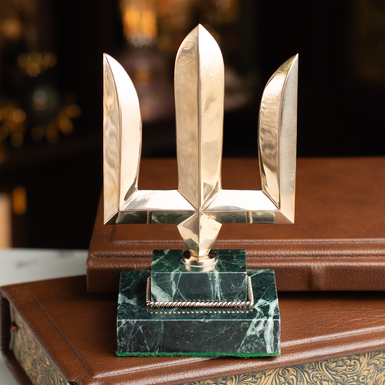 Author's figurine made of brass and marble "National Emblem of Ukraine" by Vyacheslav Didkovsky
