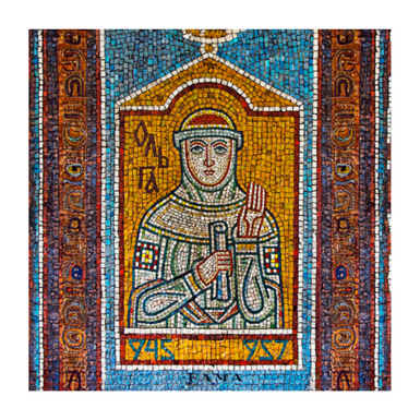 Jedwabny szal "Symbol - Księżniczka Olga" firmy Fama (limitowana kolekcja, 65x65 cm)