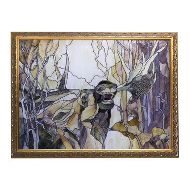 Stained glass painting "Moose" from GLASS ART