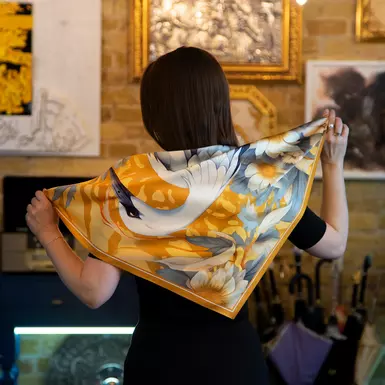 Silk scarf "Stork Scarf: For All Important Moments" by Fama (limited collection, 65х65 см) свадебная свадьба весільна весілля