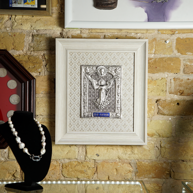 "Guardian Angel" icon made of copper, silver and enamel