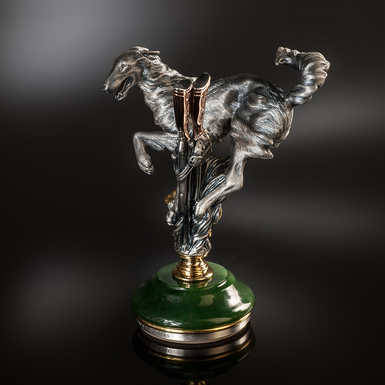 Seal "Dog" (silver, cognac diamonds, jade) by Lobortas