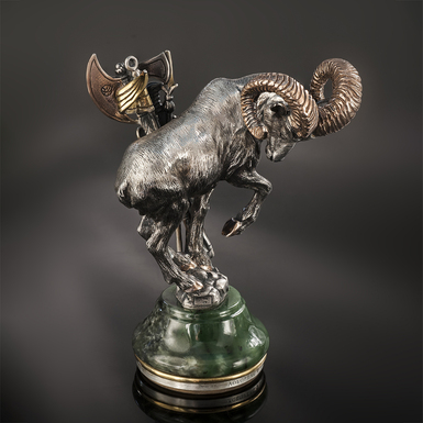 Seal "Ram" (silver, diamonds, jade) by Lobortas
