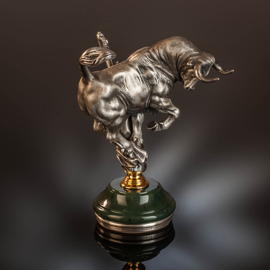 Seal "Bull" (silver, black diamonds, jade) by Lobortas