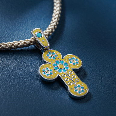 Body silver cross "Flower in the Heart" by Lobortas