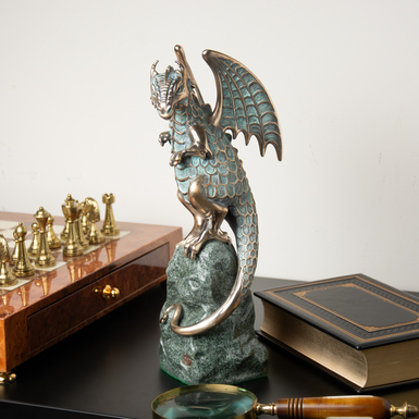 Handmade bronze and composite figurine "Strong Dragon" by Vyacheslav Didkivskyi