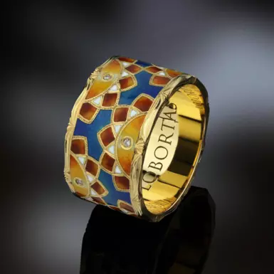 Gold ring with diamonds "Sunflowers" by Lobortas