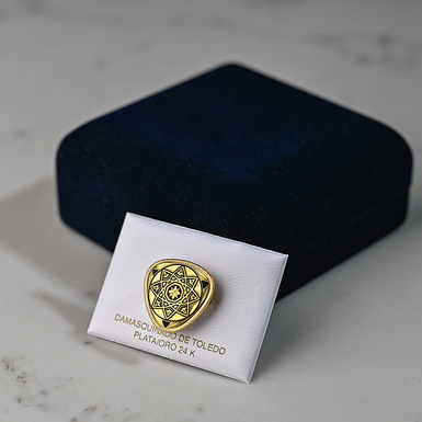 Damask steel and gold plated brooch "Beauty" by Anframa