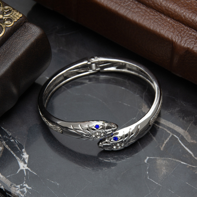 Silver snake bracelet with Swarovski stones by Anframa