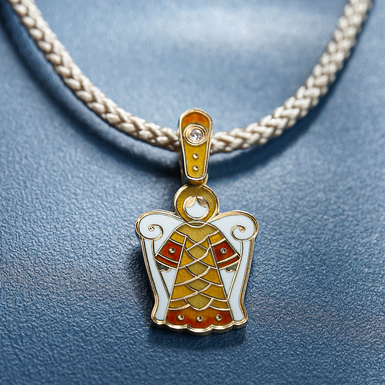 Gold pendant with diamonds "Shining Little Angel" by Lobortas